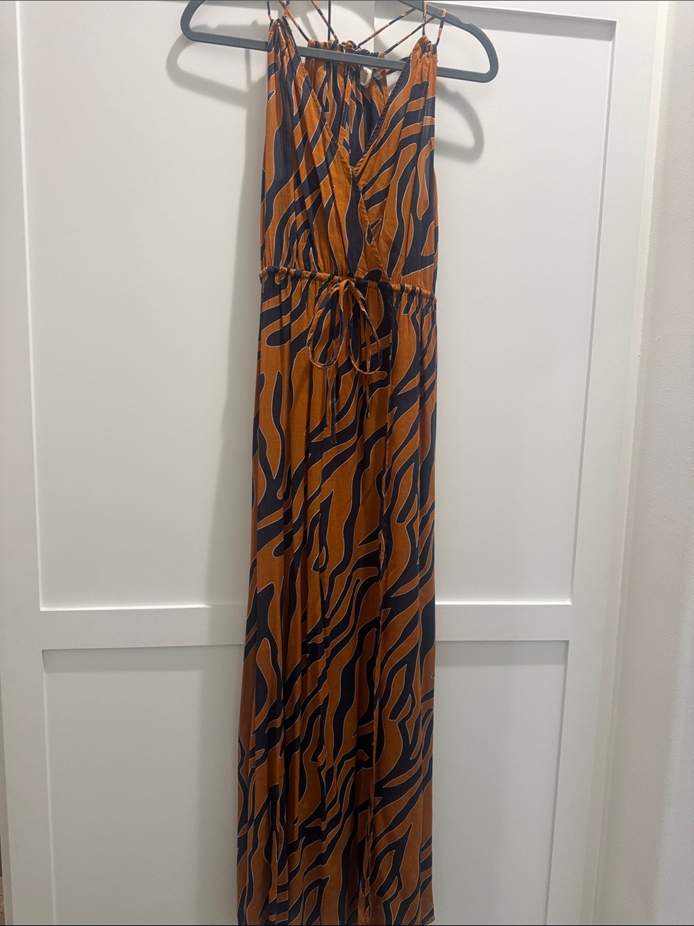 Elan Rust and Black Zebra-Print Maxi Dress